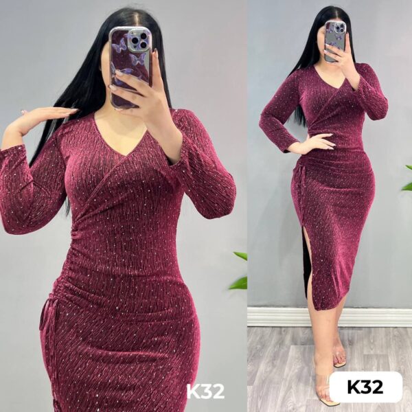 فستان الخامة جيرسي ترتر لمع القياس فري سايز يلبس لحد وزن 85 - Image 3