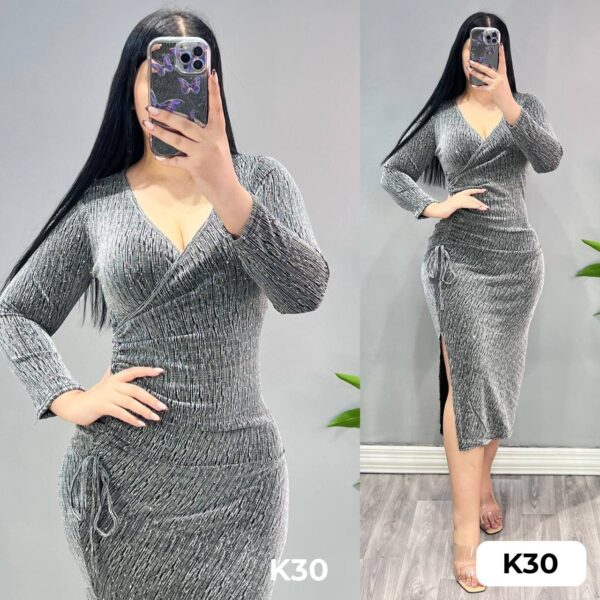 فستان الخامة جيرسي ترتر لمع القياس فري سايز يلبس لحد وزن 85 - Image 2