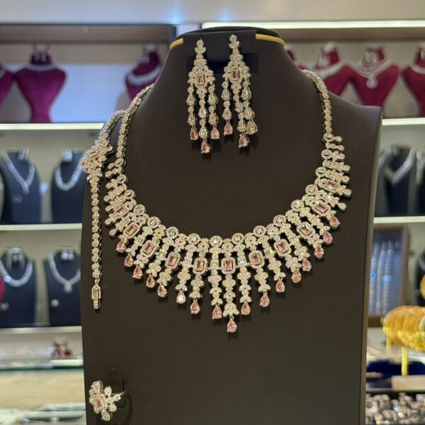 Zircon Bridal Jewelry Set — Necklace, Earrings & Ring